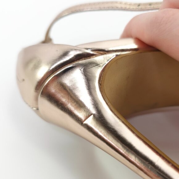 Steve Madden Women's "Stecy" Metallic Rose Gold Strapped Sandals - Picture 9 of 12